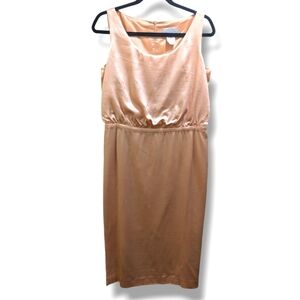 Barney's New York Blush Pink Silk Blend Sheath Midi Sleeveless Dress NWOT- 12